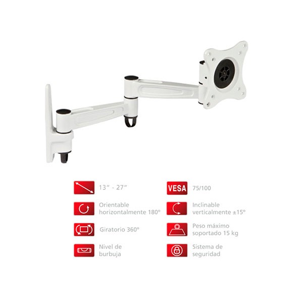 Fonestar stv-649b soporte orientable de pared para tv de 13'' a 27'' compatible vesa 100